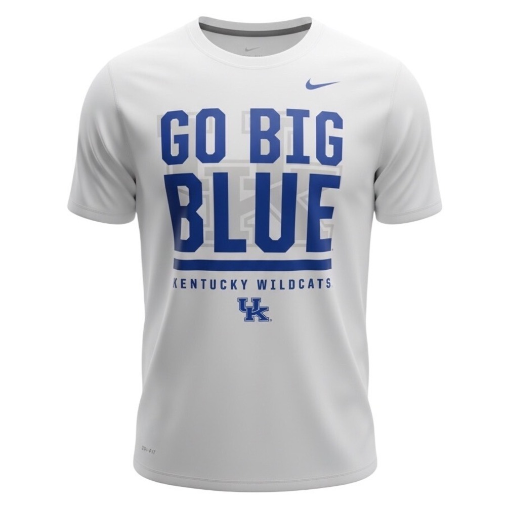 Nike Kentucky Wildcats Dri-FIT Shirt Mens Large White‎ Go Big Blue Graphic Tee
